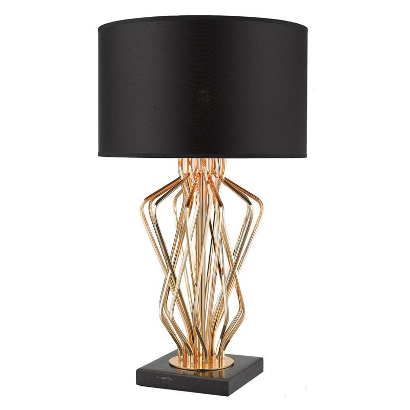 Настольная лампа Lester Table Lamp Черный Мрамор Nero Глянцевое золото в Новосибирске | Loft Concept 