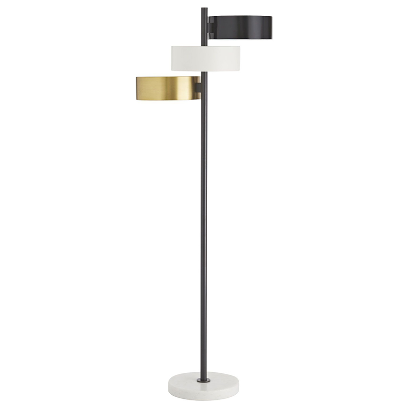 Торшер Arteriors HUTTON FLOOR LAMP Латунь Черный Белый в Новосибирске | Loft Concept 