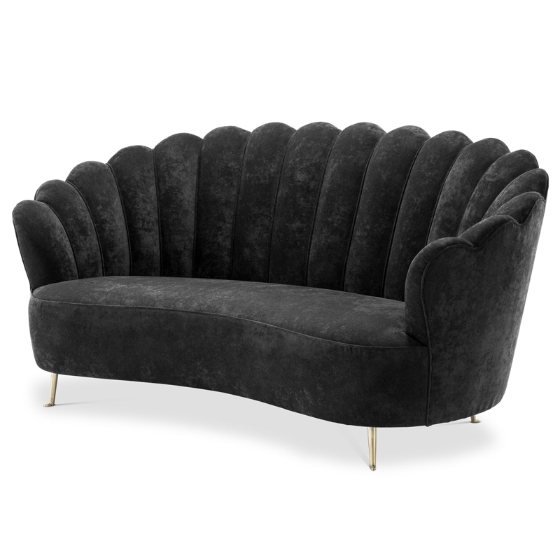 Диван Eichholtz Sofa Messina Black Черный Латунь в Новосибирске | Loft Concept 