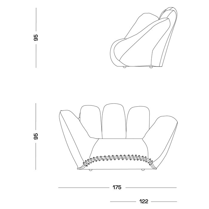 Дизайнерское кожаное кресло в форме руки Poltronova Joe Whip Armchair в Новосибирске