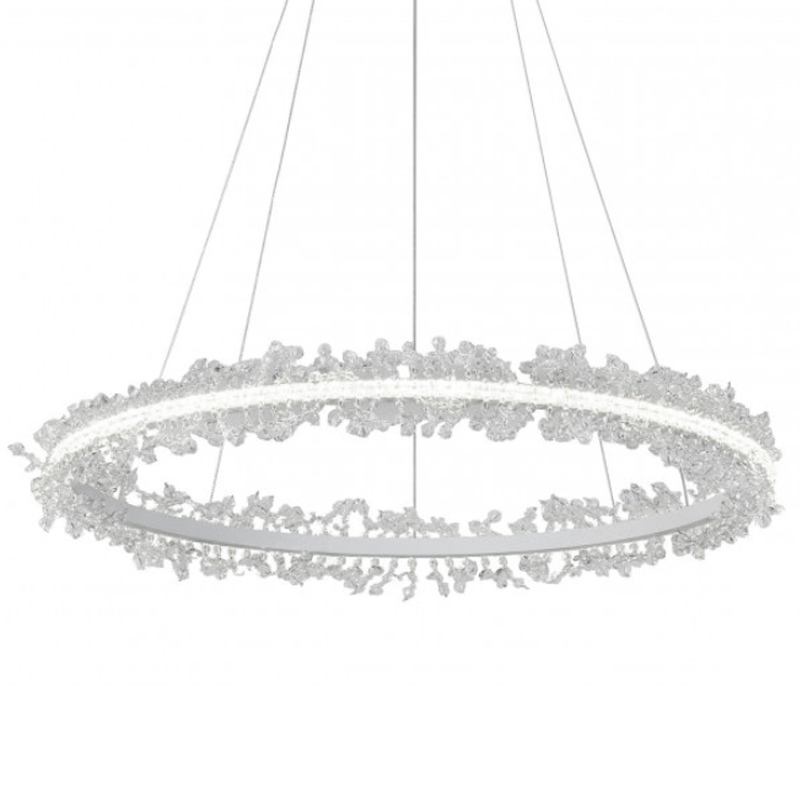 Crystal round chandelier Светильник Белое Кольцо из Хрусталя  Прозрачный Латунь в Новосибирске | Loft Concept 