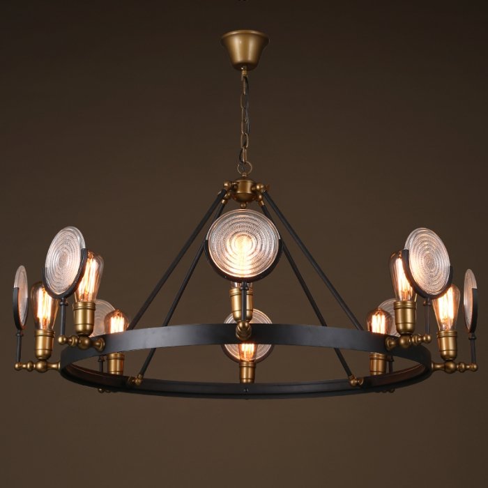 Люстра GASLIGHT LENS Chandelier 8 Черный в Новосибирске | Loft Concept 