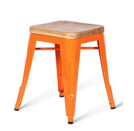 Кухонный стул Tolix Wood Seat Stool Черный Салатовый Нержавеющая сталь Красный Зеленый Желтый Голубой Белый Коричневый Оранжевый Древесина в Новосибирске | Loft Concept 