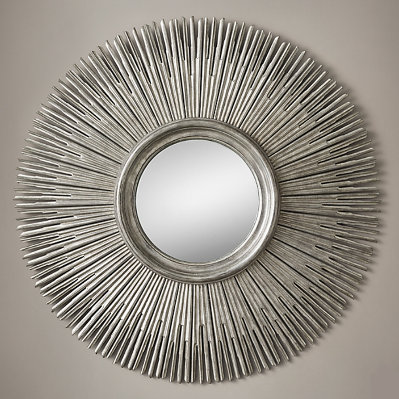 Restoration Hardware ROUND SUNBURST MIRROR Silver Серебро винтаж в Новосибирске | Loft Concept 