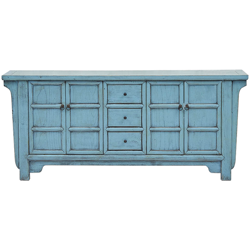 Комод в китайском стиле Blue Chest of Drawers Chinese Collection Голубой Коричневый в Новосибирске | Loft Concept 