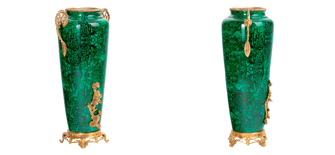 Ваза фарфоровая высокая малахит Malachite - фото