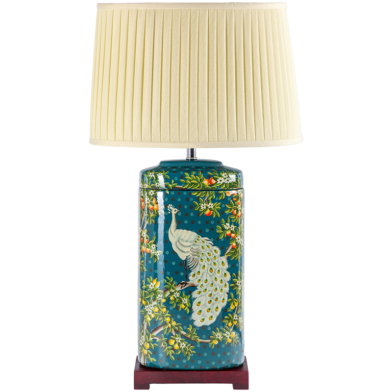 Настольная лампа White Peacock Lampshade Изумрудный Бежевый Мульти в Новосибирске | Loft Concept 