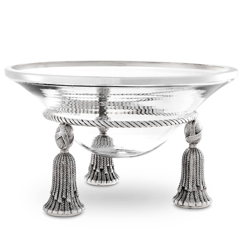 Чаша Eichholtz Bowl Tassel silver Прозрачный Серебряный в Новосибирске | Loft Concept 