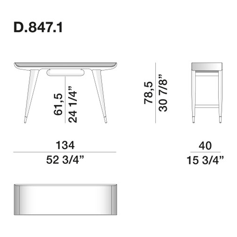 Дизайнерский рабочий стол из массива дерева Gio Ponti D.847.1 Writing Desk в Новосибирске