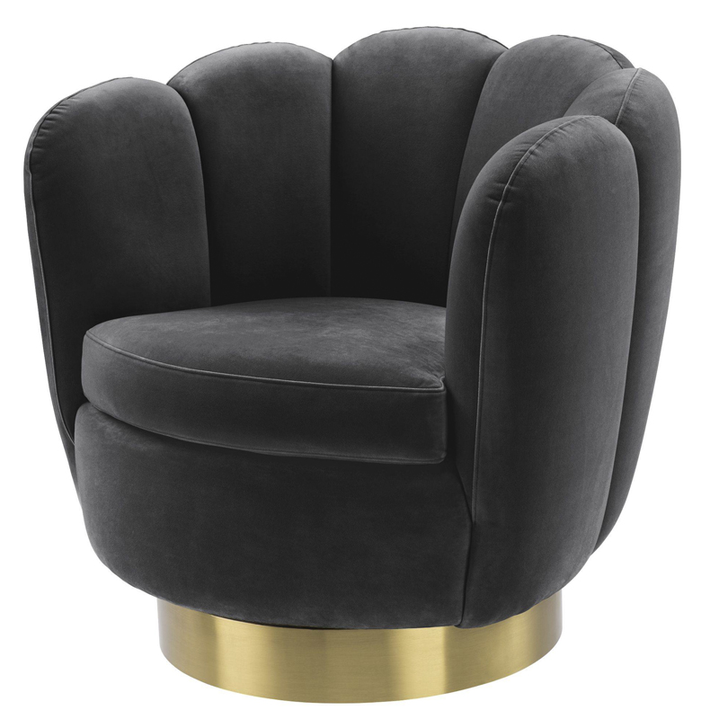 Кресло Eichholtz Swivel Chair Mirage dark grey Серый Матовая латунь в Новосибирске | Loft Concept 