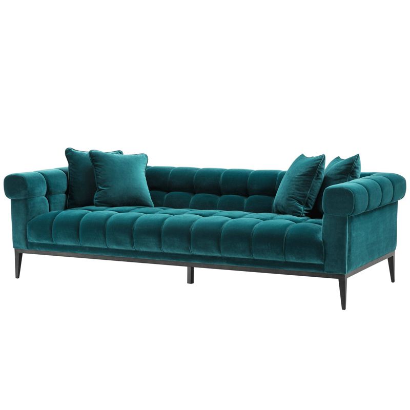 Диван Eichholtz Sofa Aurelio sea green Бирюзовый Черный в Новосибирске | Loft Concept 