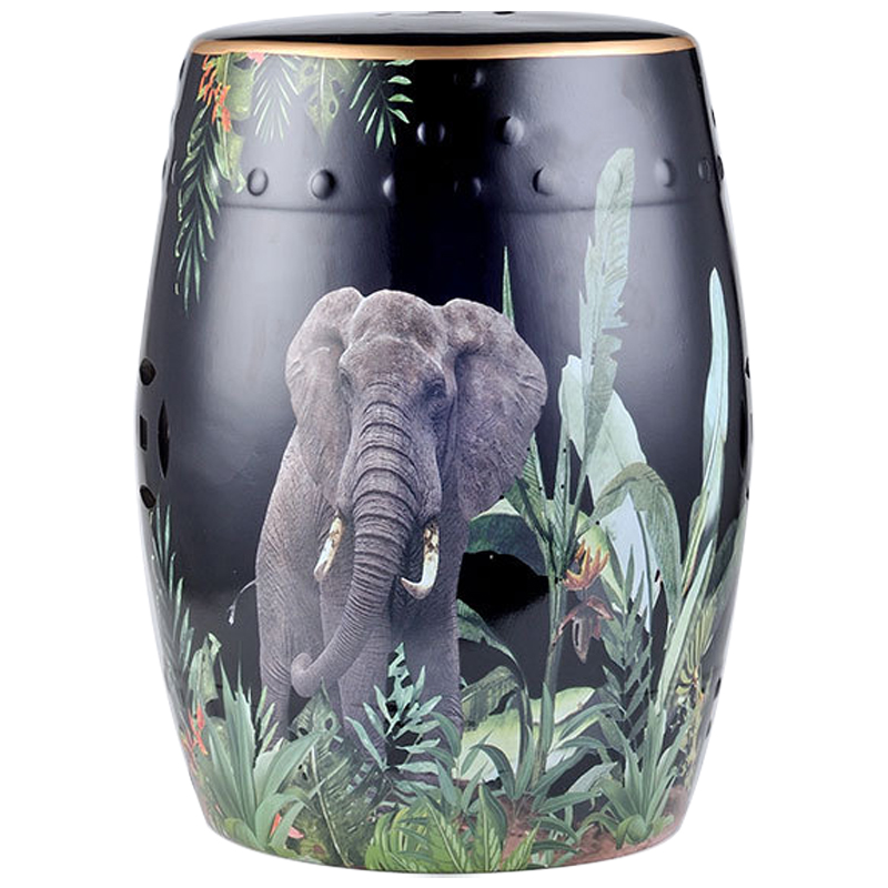 Керамический табурет Elephant Tropical Animal Ceramic Stool Black Черный Зеленый Серый в Новосибирске | Loft Concept 