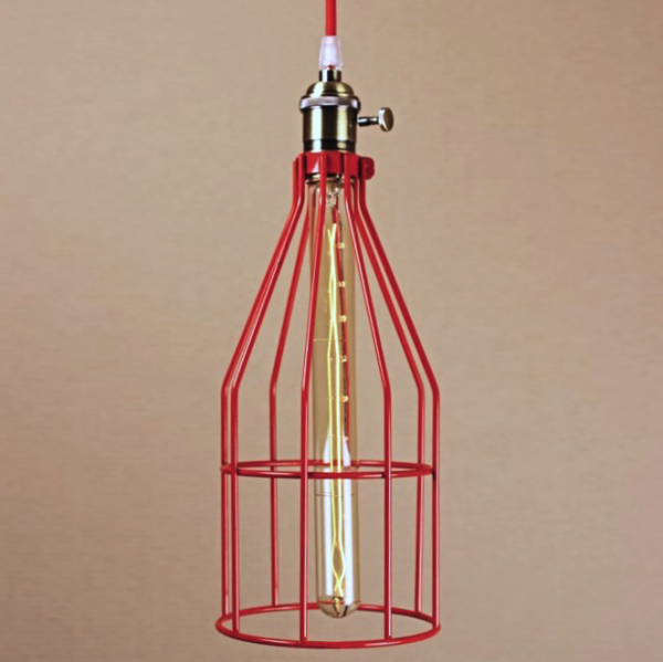 Подвесной светильник Wire Cage Pendant Twix Red Красный в Новосибирске | Loft Concept 