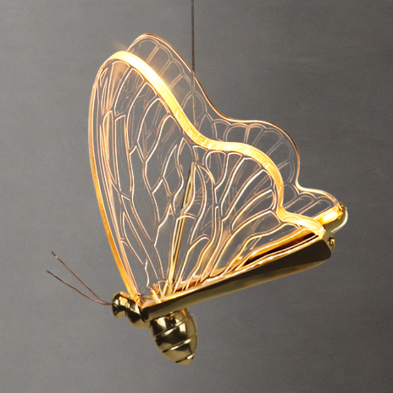 Люстра Glass butterfly chandelier C Глянцевое золото Прозрачный Черный в Новосибирске | Loft Concept 