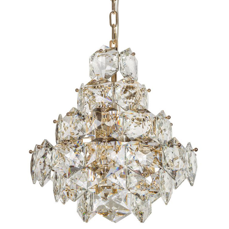 Люстра Tiers Crystal Light Chandelier Gold 45 Золотой Прозрачное Стекло в Новосибирске | Loft Concept 