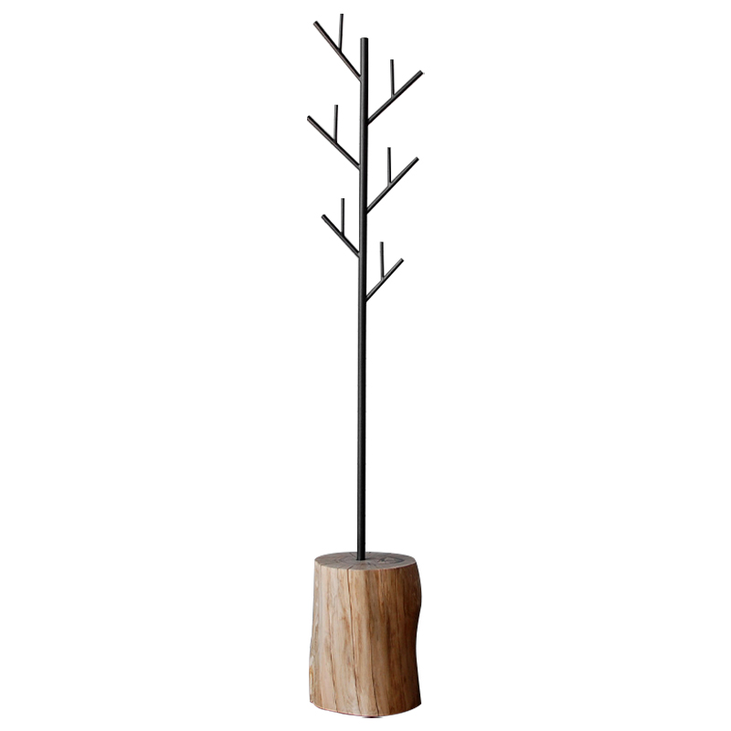 Вешалка Metal Branches and Stump Floor Hanger Black Черный Светлый дуб в Новосибирске | Loft Concept 