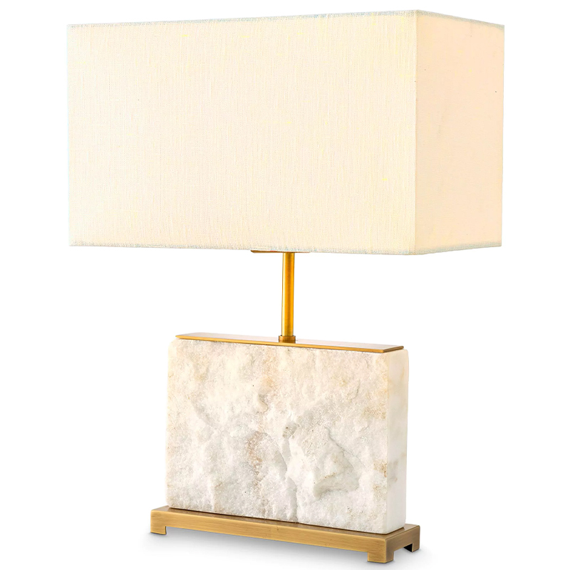 Настольная лампа Eichholtz Table Lamp Newton S Marble Белый Мрамор Bianco Латунь Кремовый в Новосибирске | Loft Concept 