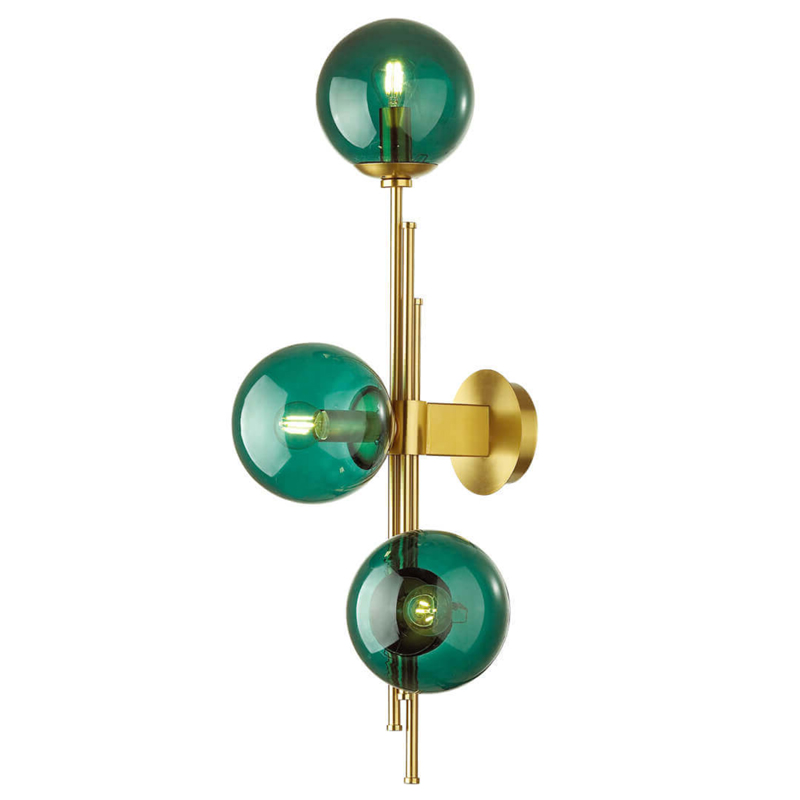 Бра TRILOGY WALL SCONCE Turquoise glass 70 Латунь в Новосибирске | Loft Concept 