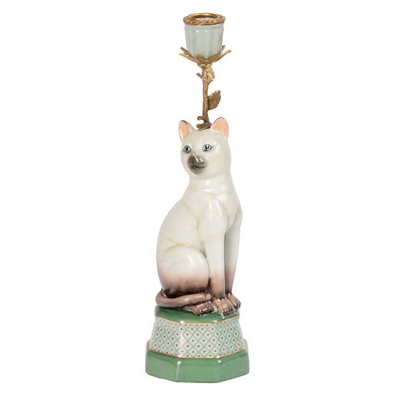 Подсвечник фигурка Кошка Candlestick cat Белый Мульти в Новосибирске | Loft Concept 