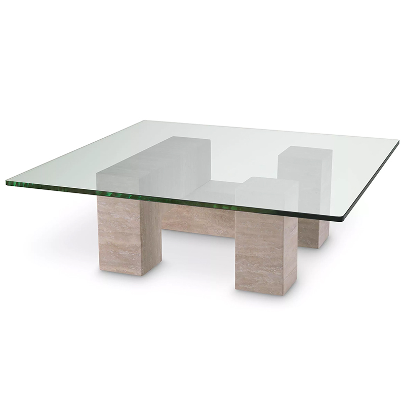 Кофейный стол Eichholtz Coffee Table Ikal Прозрачное Стекло Песочный в Новосибирске | Loft Concept 