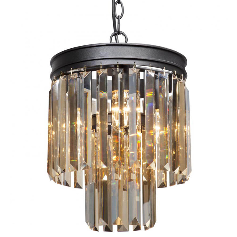 Светильник ODEON Amber GLASS Pendant lamp Янтарное Стекло D 27 Черный матовый Прозрачное Стекло в Новосибирске | Loft Concept 