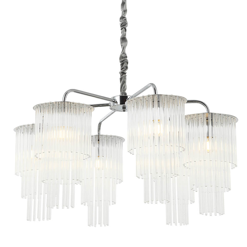 Люстра Harrison Chandelier chrome 6 lamp Хром Прозрачный в Новосибирске | Loft Concept 