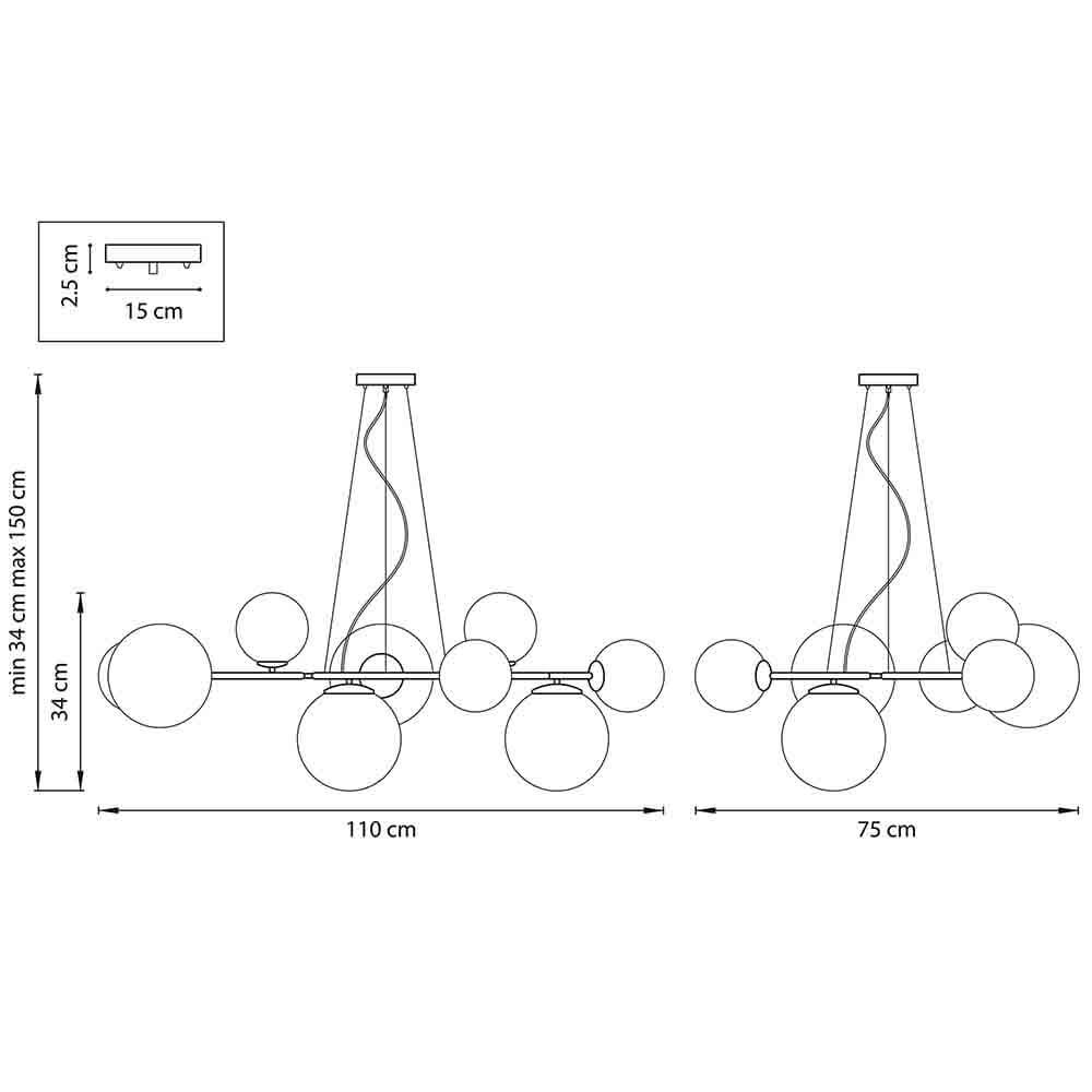 Люстра Bubbles on 4 Rings Chandelier Black в Новосибирске