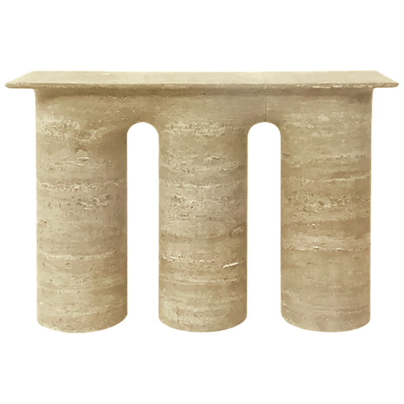 Консоль Three Columns Marble Travertine Console Песочный Коричневый в Новосибирске | Loft Concept 