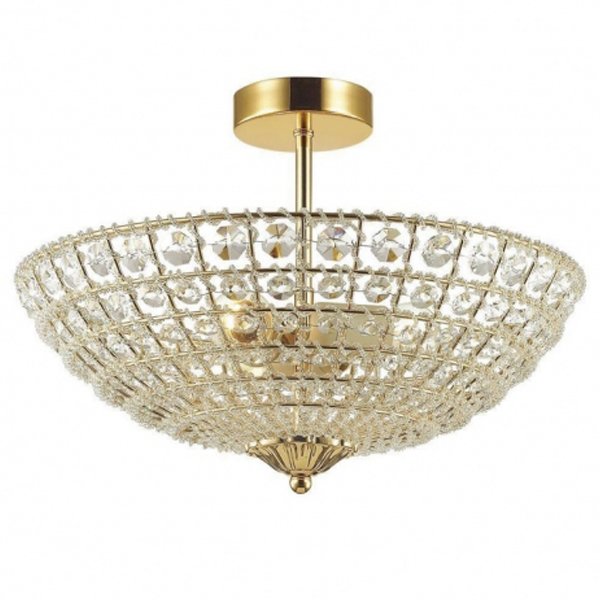 Потолочный светильник Casbah Crystal Top Lamp 3 Gold Прозрачный Глянцевое золото в Новосибирске | Loft Concept 