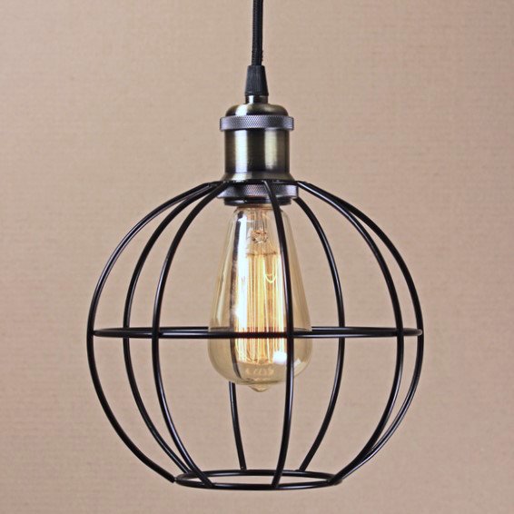 Подвесной светильник Wire Cage Pendant Ball Black Черный в Новосибирске | Loft Concept 