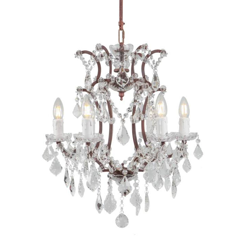 Люстра 19th c. Rococo IRON & CLEAR CRYSTAL Brown Chandelier 6 Коричневый винтаж Прозрачное Стекло в Новосибирске | Loft Concept 