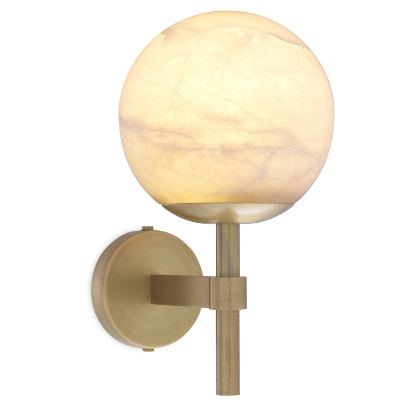 Бра Eichholtz Wall Lamp Jade alabaster Латунь Античная полированная Белый в Новосибирске | Loft Concept 