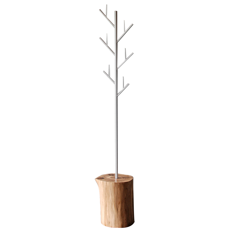 Вешалка Metal Branches and Stump Floor Hanger White Белый Светлый дуб в Новосибирске | Loft Concept 