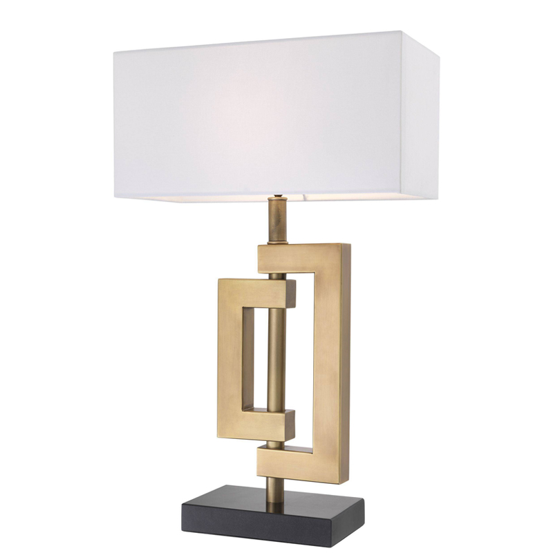 Настольная лампа Eichholtz Table Lamp Leroux brass Белый Латунь Античная полированная Черный в Новосибирске | Loft Concept 