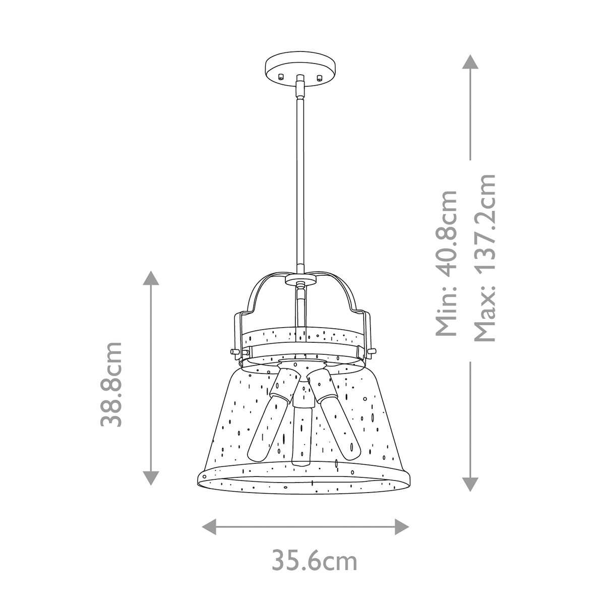 Подвесной светильник с прозрачным стеклянным плафоном в форме колокола с эффектом пузырьков и тремя лампами Quoizel в Новосибирске