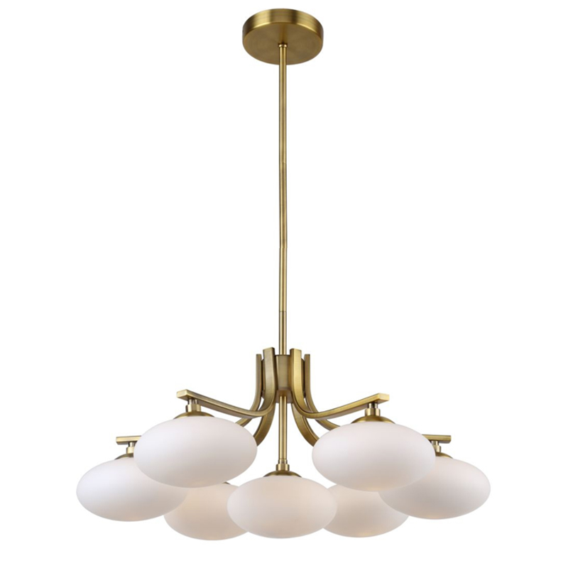 Oval Balls Mushrooms Chandelier 7 Brass Латунь Прозрачный белый в Новосибирске | Loft Concept 