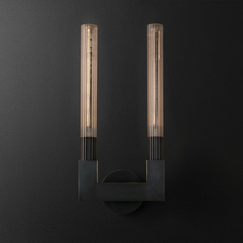 Бра RH CANNELLE wall lamp DOUBLE Sconces Black Черный Прозрачное Стекло в Новосибирске | Loft Concept 