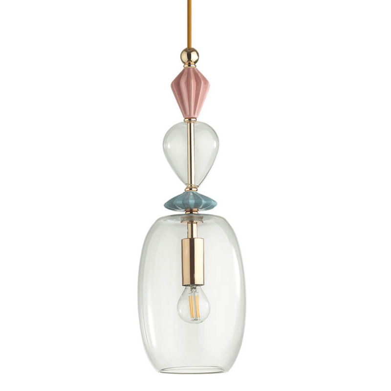 Подвесной светильник Iris Glas hanging lamp candy B Прозрачное Стекло Розовый пастельный Голубой в Новосибирске | Loft Concept 