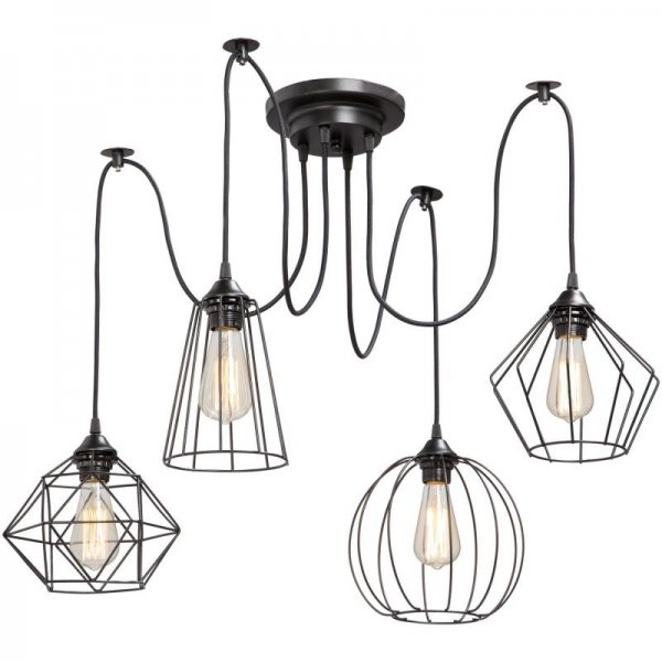 Люстра Loft Industrial 4 wire Cage Differ Pendant  в Новосибирске | Loft Concept 