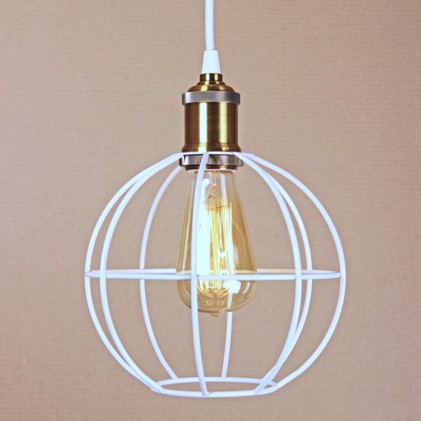 Подвесной светильник Wire Cage Pendant Ball White Белый в Новосибирске | Loft Concept 