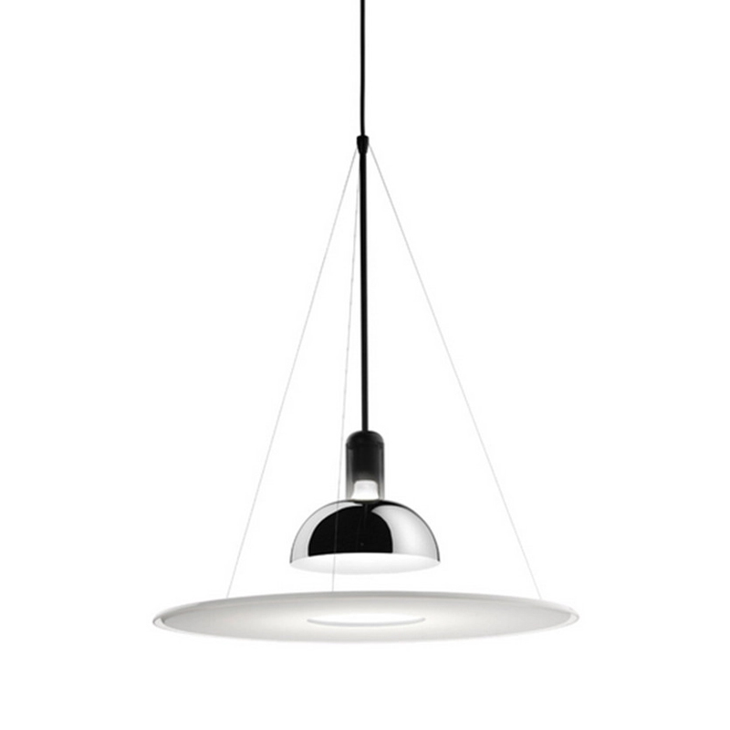 Подвесной светильник Flos Frisbi Lamp Сталь Белое матовое стекло в Новосибирске | Loft Concept 