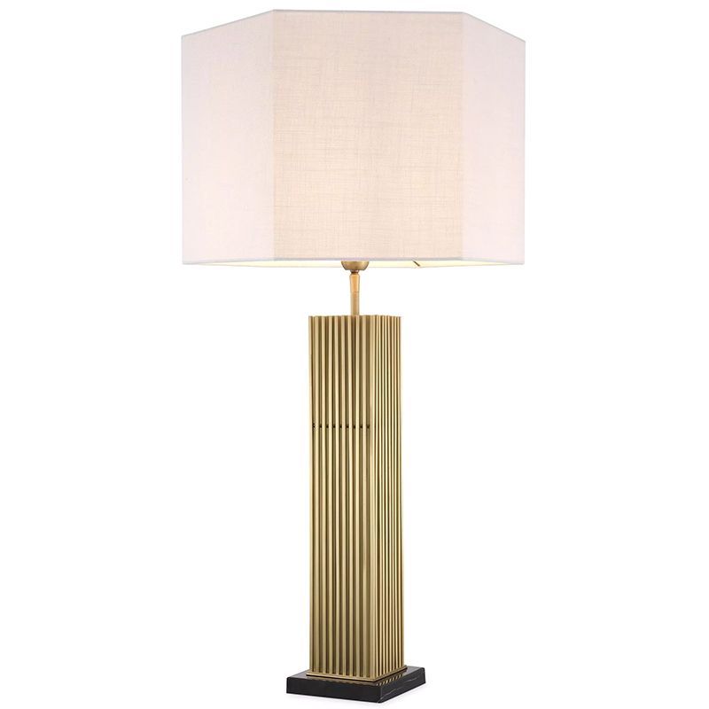 Настольная лампа Eichholtz Table Lamp Viggo Brass Латунь Белый в Новосибирске | Loft Concept 