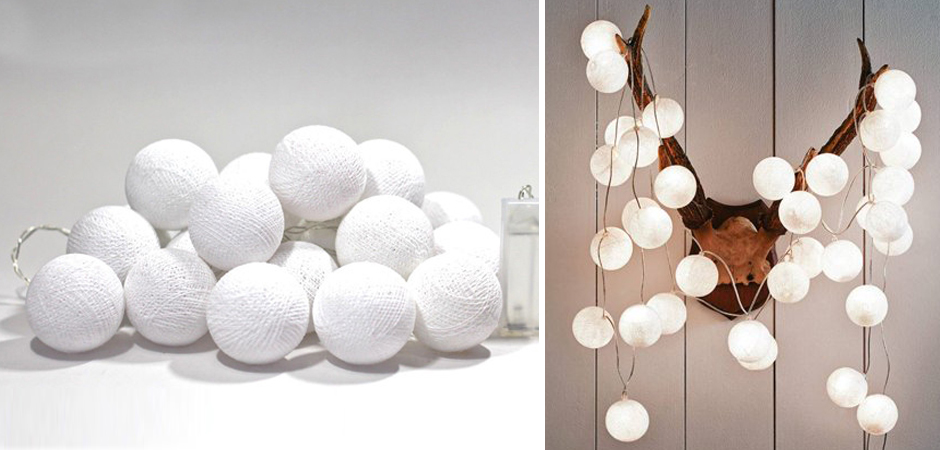 Гирлянда хлопковые фонарики Сotton Ball White - Loft-Concept в Новосибирске
