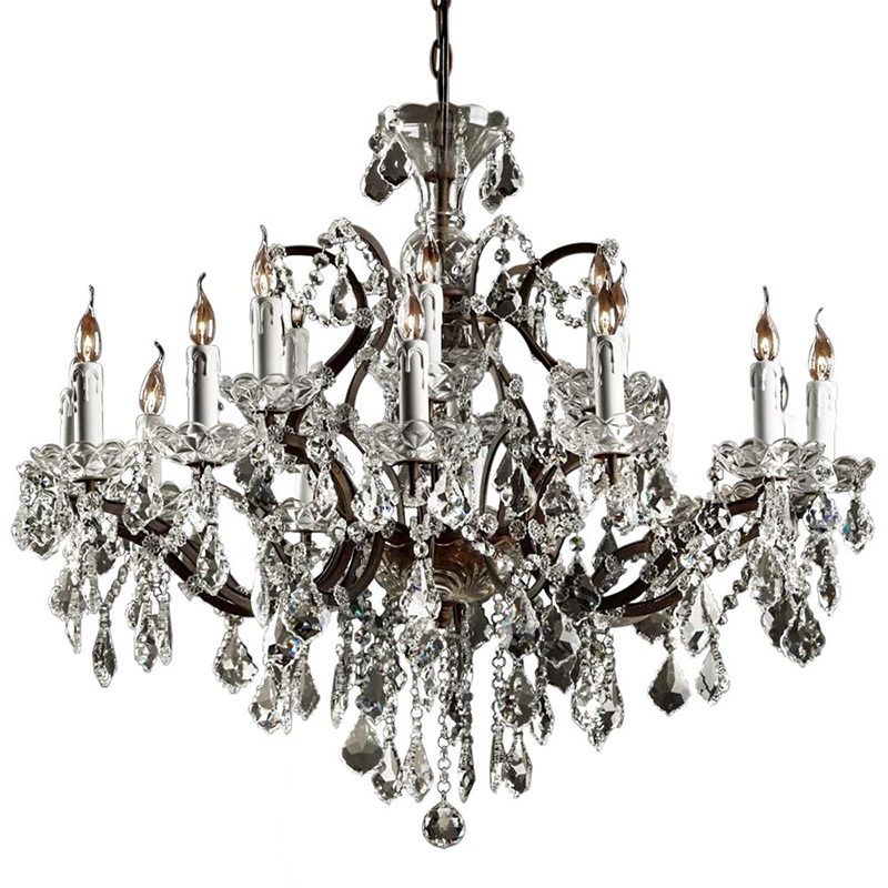 Люстра 19th c. Rococo IRON & CLEAR CRYSTAL Brown Chandelier 18 Прозрачное Стекло Коричневый винтаж в Новосибирске | Loft Concept 