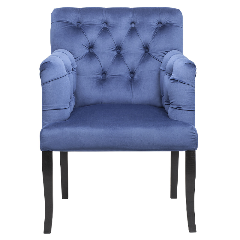 Кресло Addison Chic Armchair deep blue velour Синий Черный в Новосибирске | Loft Concept 