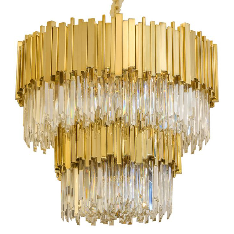 Круглая многоярусная люстра Luxxu Modern Cascade Chandelier Gold Metal Glass Золотой Прозрачное Стекло в Новосибирске | Loft Concept 