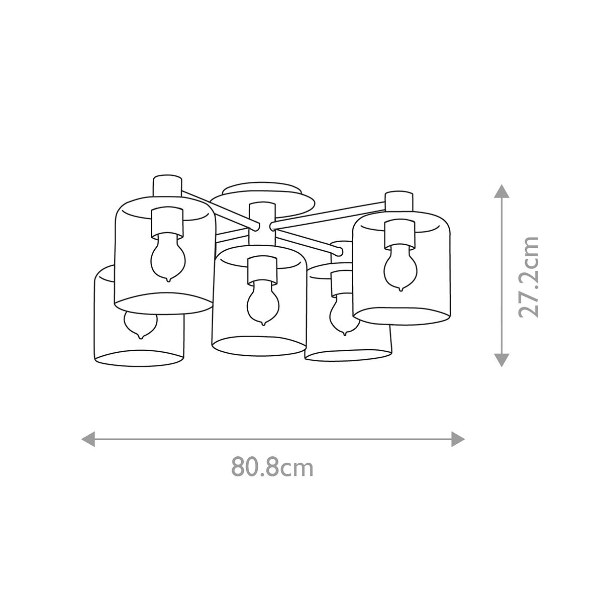 Потолочный светильник цвета латунь с пятью прозрачными цилиндрическими плафонами Hinkley в Новосибирске