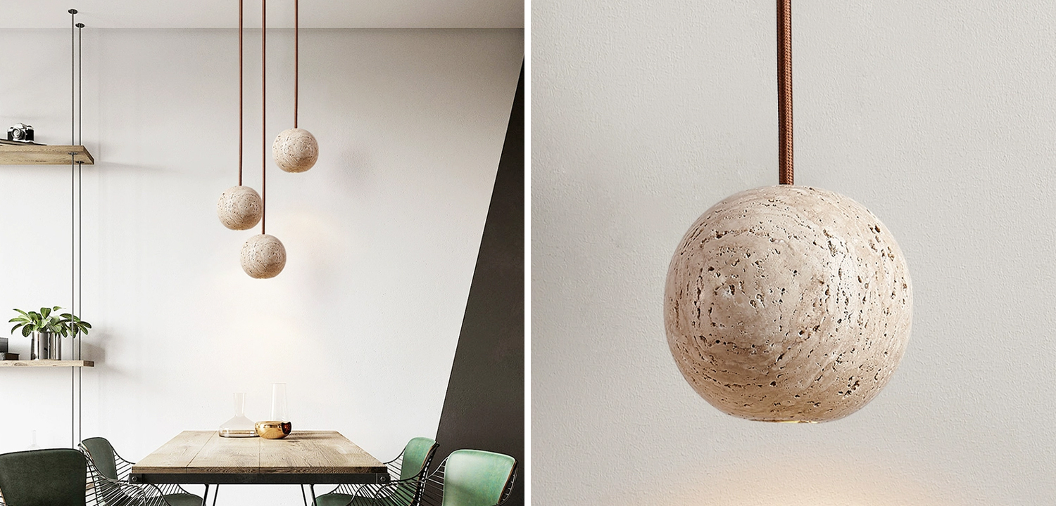 Подвесной светильник POVL COMBO TRAVERTINE - фото