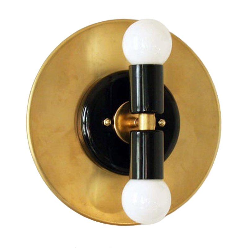 Modern Wall Double Sconce Gold Black Глянцевое золото Черный в Новосибирске | Loft Concept 