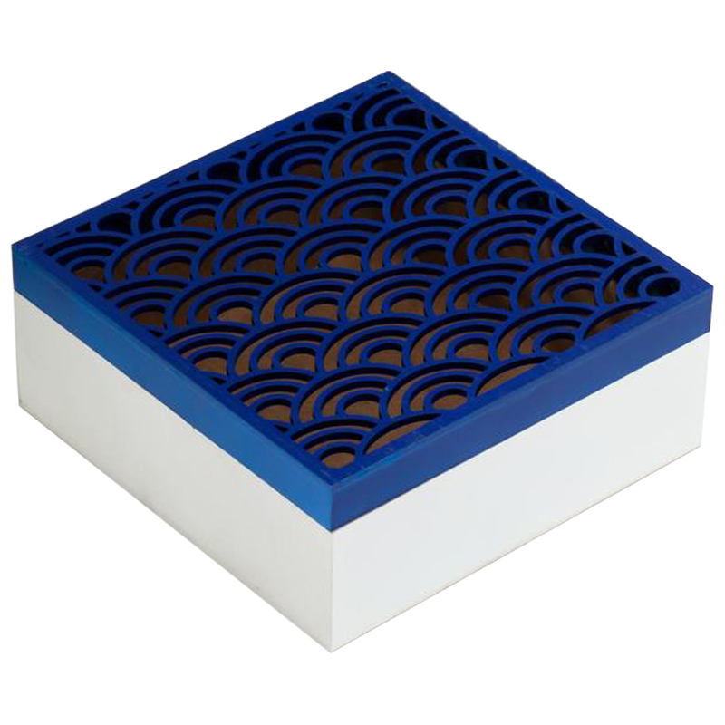 Шкатулка Deep Blue Scales Pattern Box Белый Синий в Новосибирске | Loft Concept 